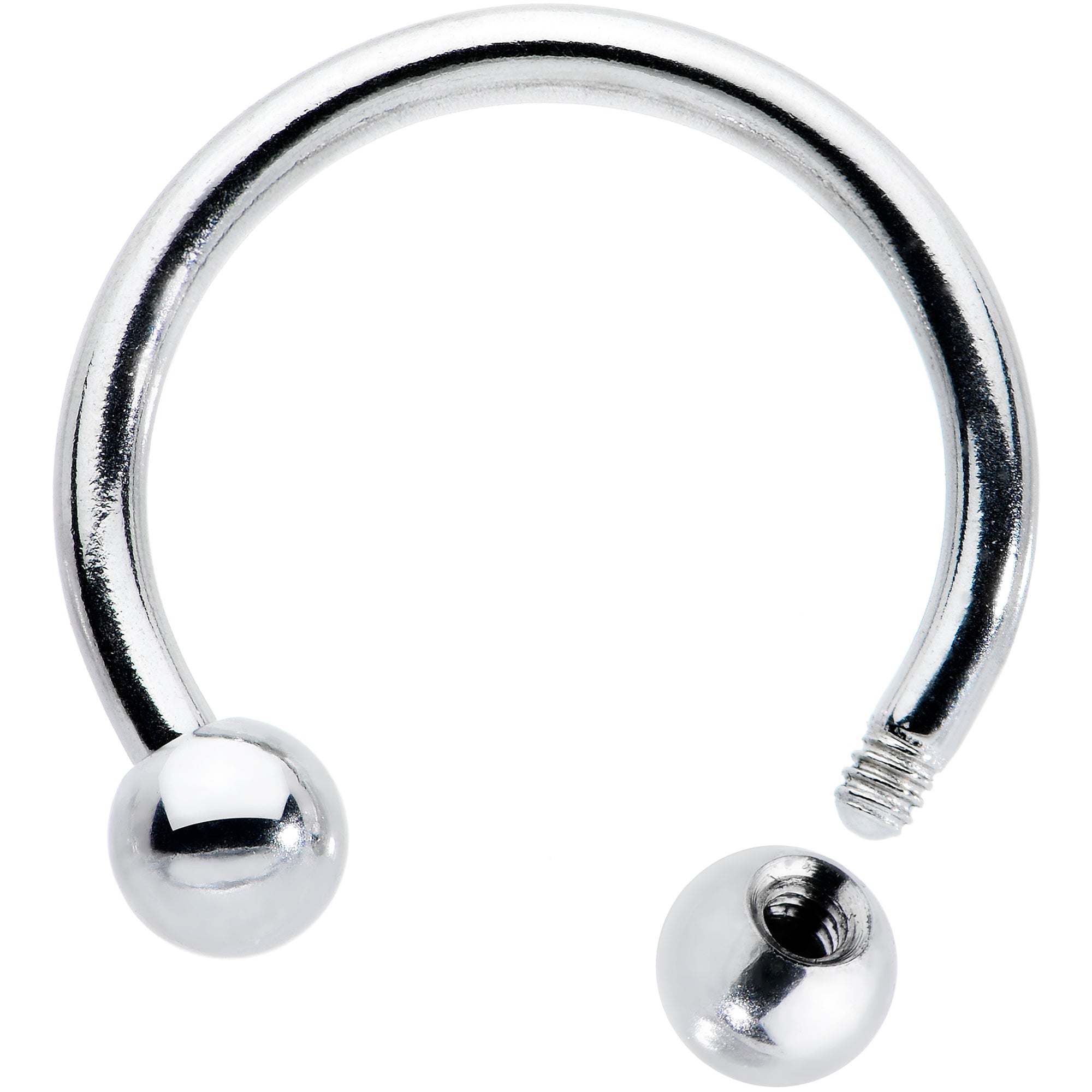 BodyCandy 16G STEEL HORSE SHOE Circular Barbell 3/8 3mm — back view