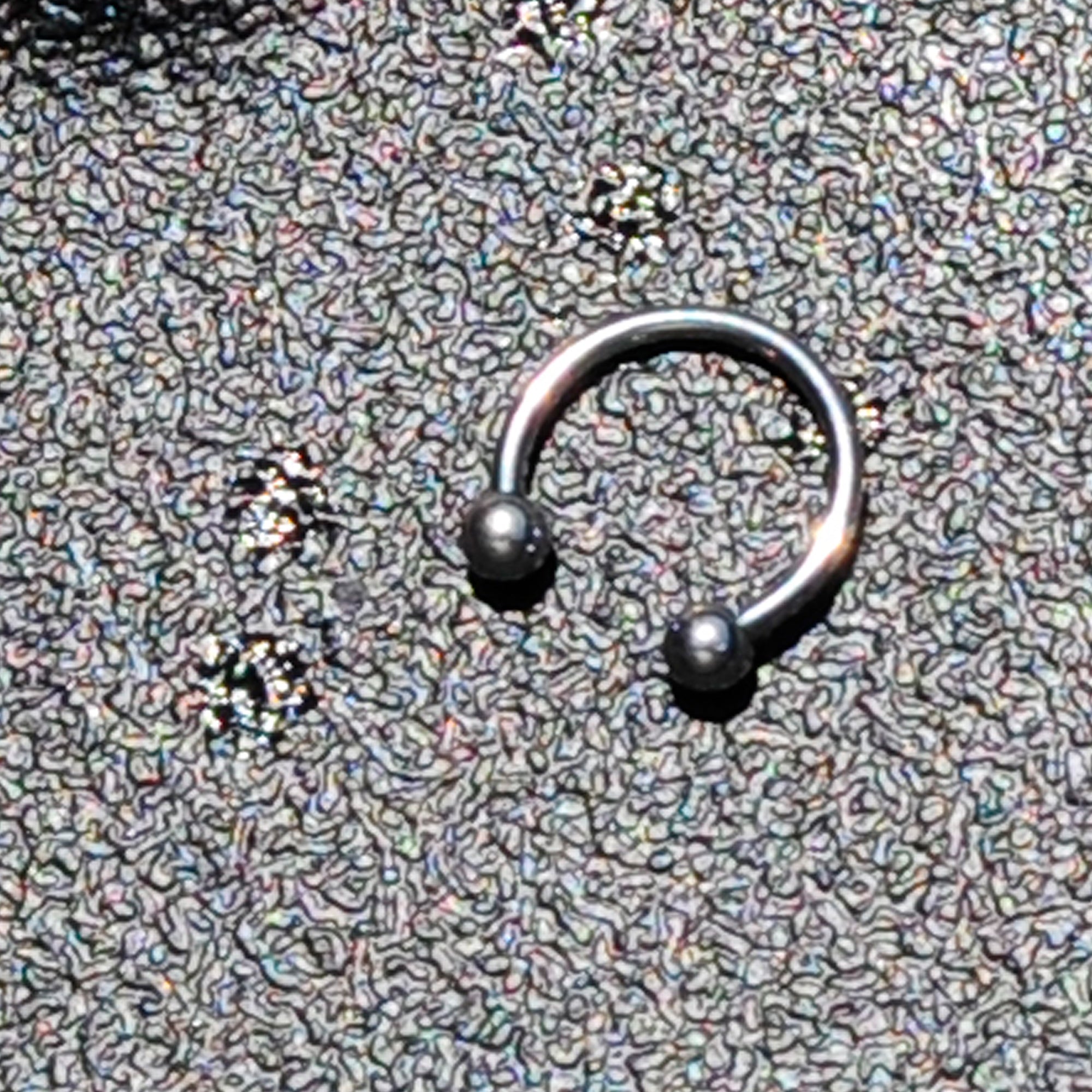 BodyCandy 16G STEEL HORSE SHOE Circular Barbell 3/8 3mm — side view