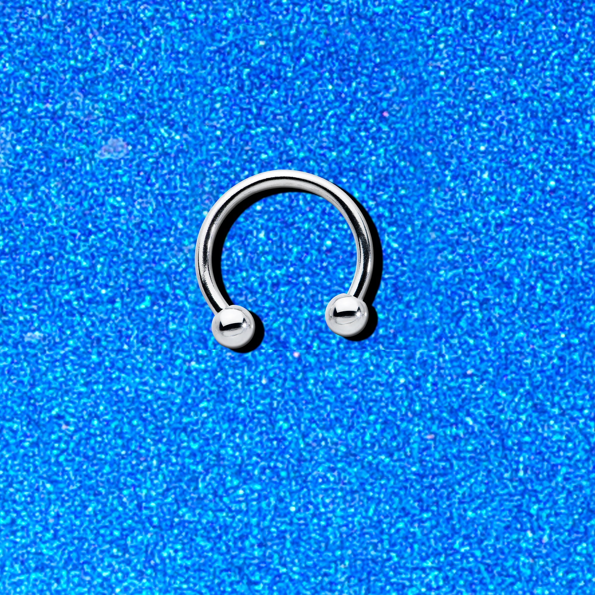BodyCandy 16G STEEL HORSE SHOE Circular Barbell 3/8 3mm — in-use photo