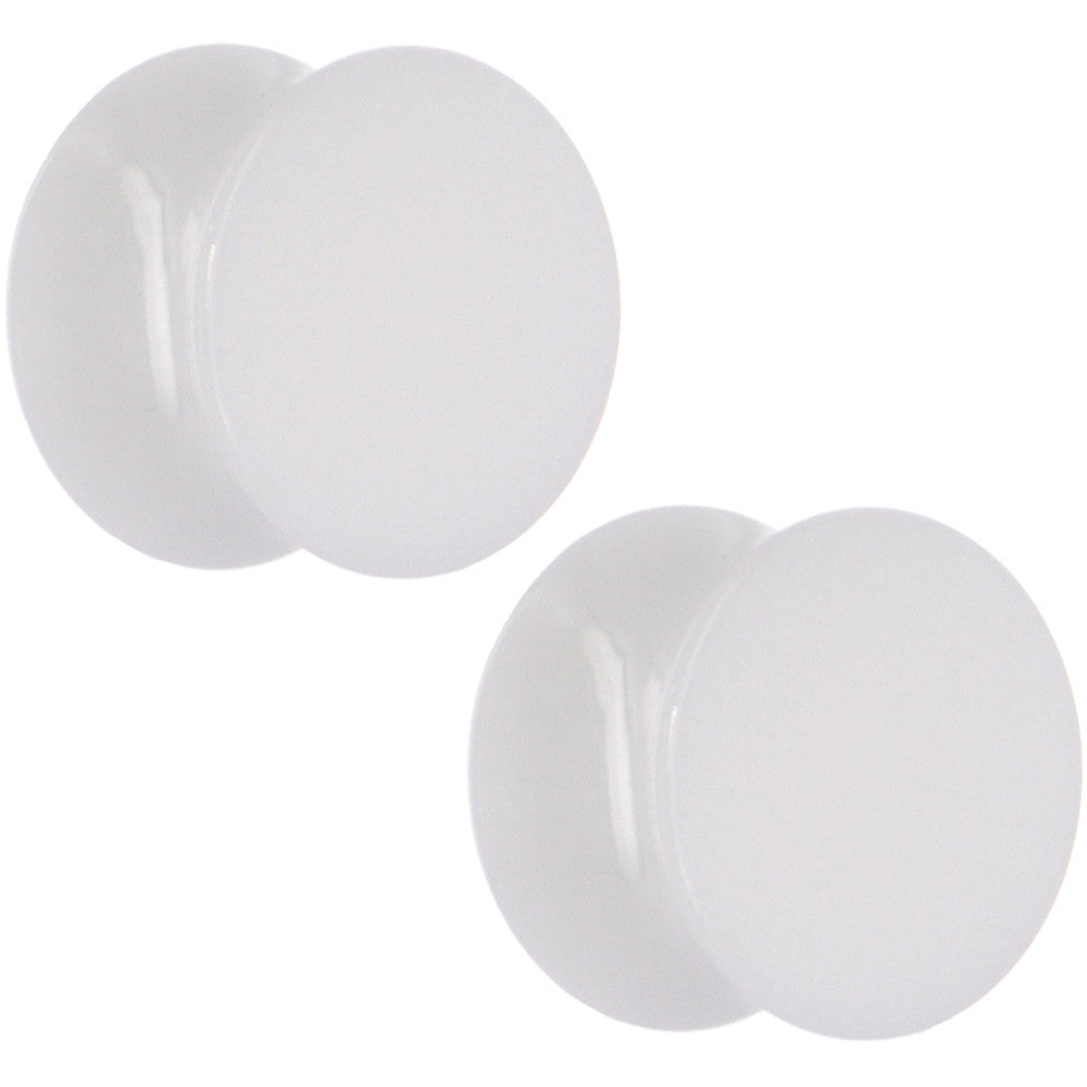 BodyCandy 9/16 White Acrylic Saddle Plug Set — main product shot