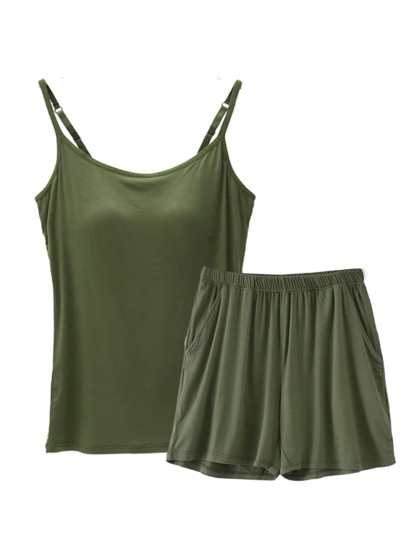 Plus Size Modal Adjustable Strap Padded Cami and Shorts Set