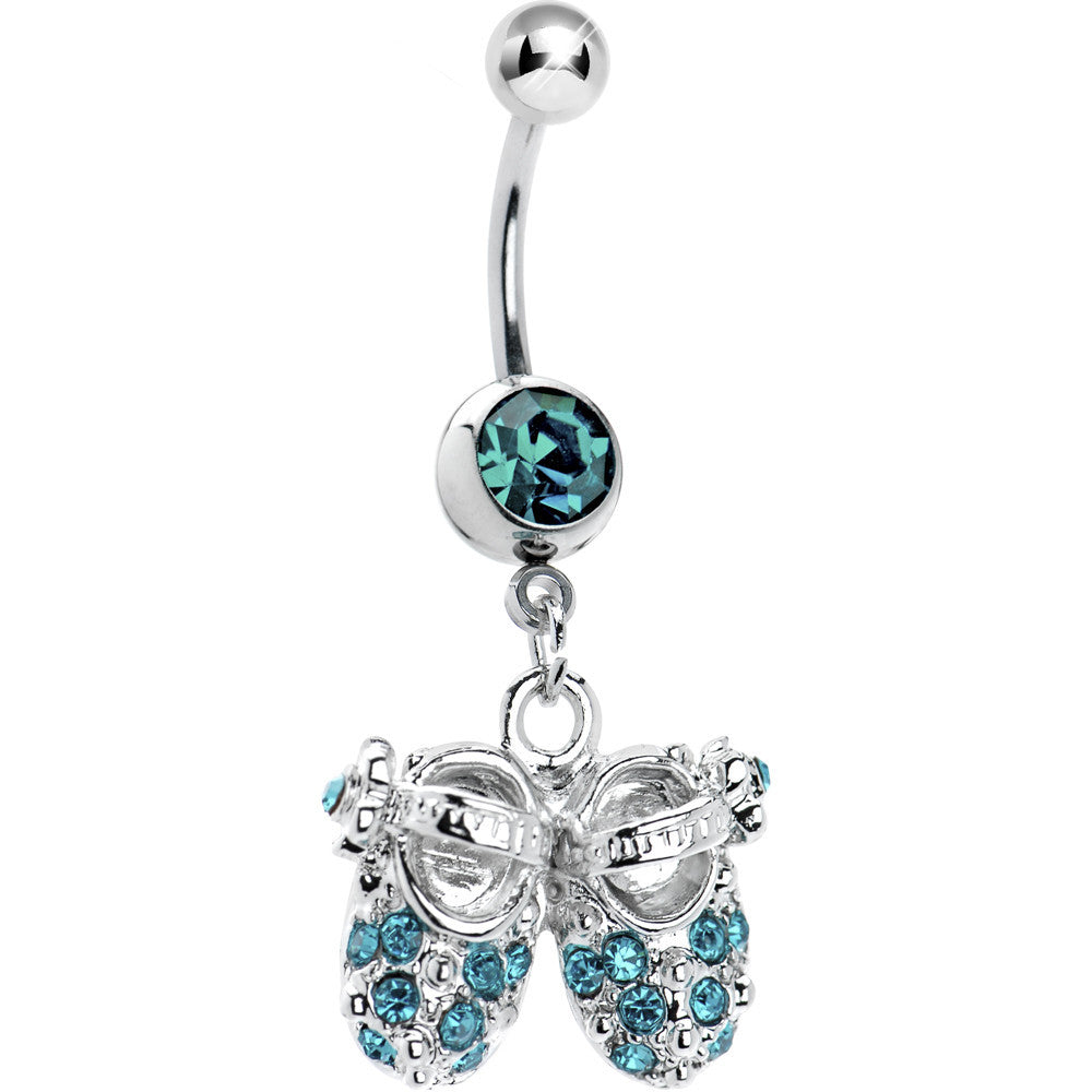 BodyCandy Blue Zircon Jeweled Baby Shoes Belly Ring — main product shot