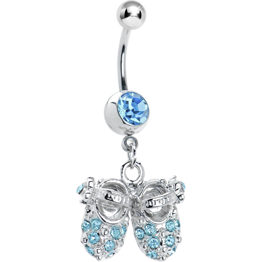 BodyCandy Aqua Jeweled Baby Shoes Belly Ring — main product shot