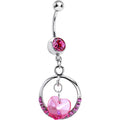 BodyCandy Pink Gem Circular Heart Drop Belly Ring — main product shot