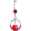 BodyCandy Siam Red Gem Circular Heart Drop Belly Ring — main product shot
