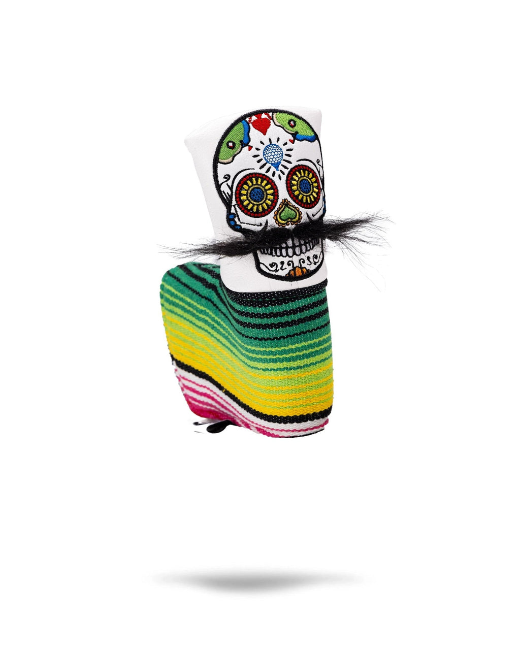 Pins and Aces Mustache Sugar Skull - Blade Putter Cover White — in-use photo