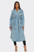 Fringed Denim Trench