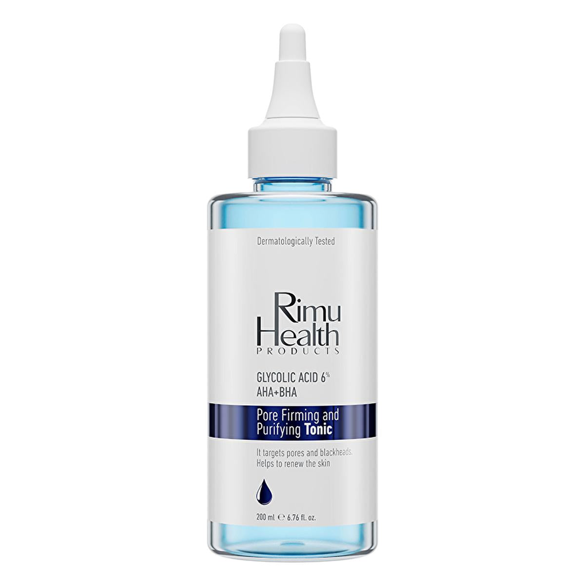 Rimu Health: Glycolic Acid AHA BHA Pore Tightening Toner - Exfoliating Facial Toner for Oily & Acne Prone Skin - Minimizing Enlarged Pores & Renewing Skin
