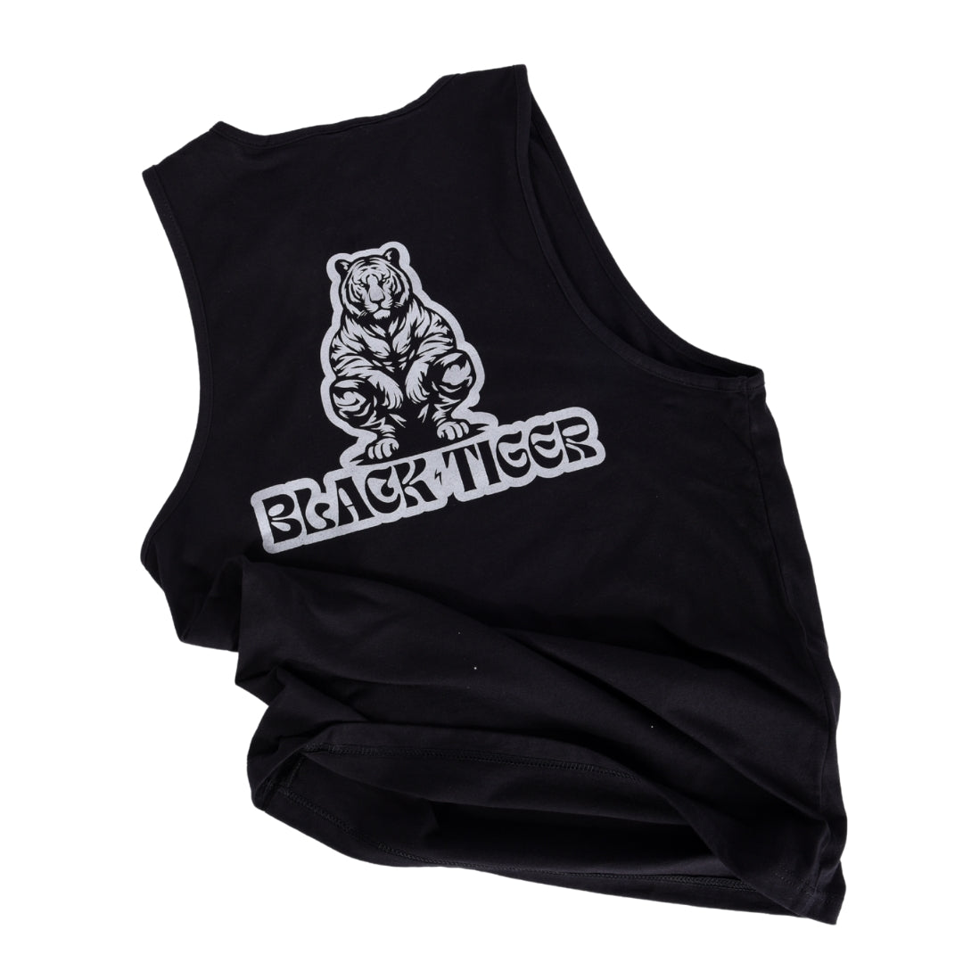 Black Tiger International Men's Tank Top — branding close-up