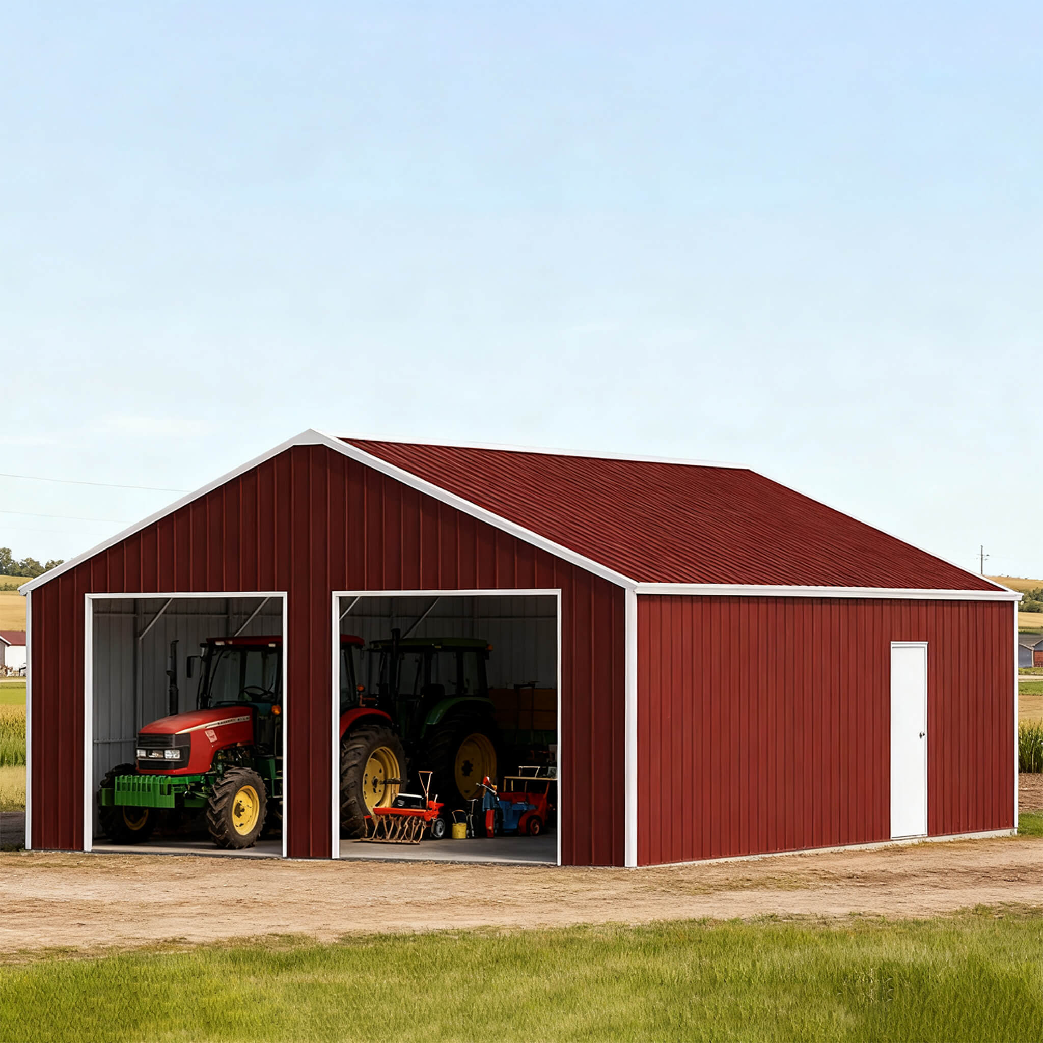 [22X23FT] Alora Heavy-Duty Red-Brown Double Garage Steel Barn Storage Shed (SAK83456) – SAKSBY WHOLESALE, view 5