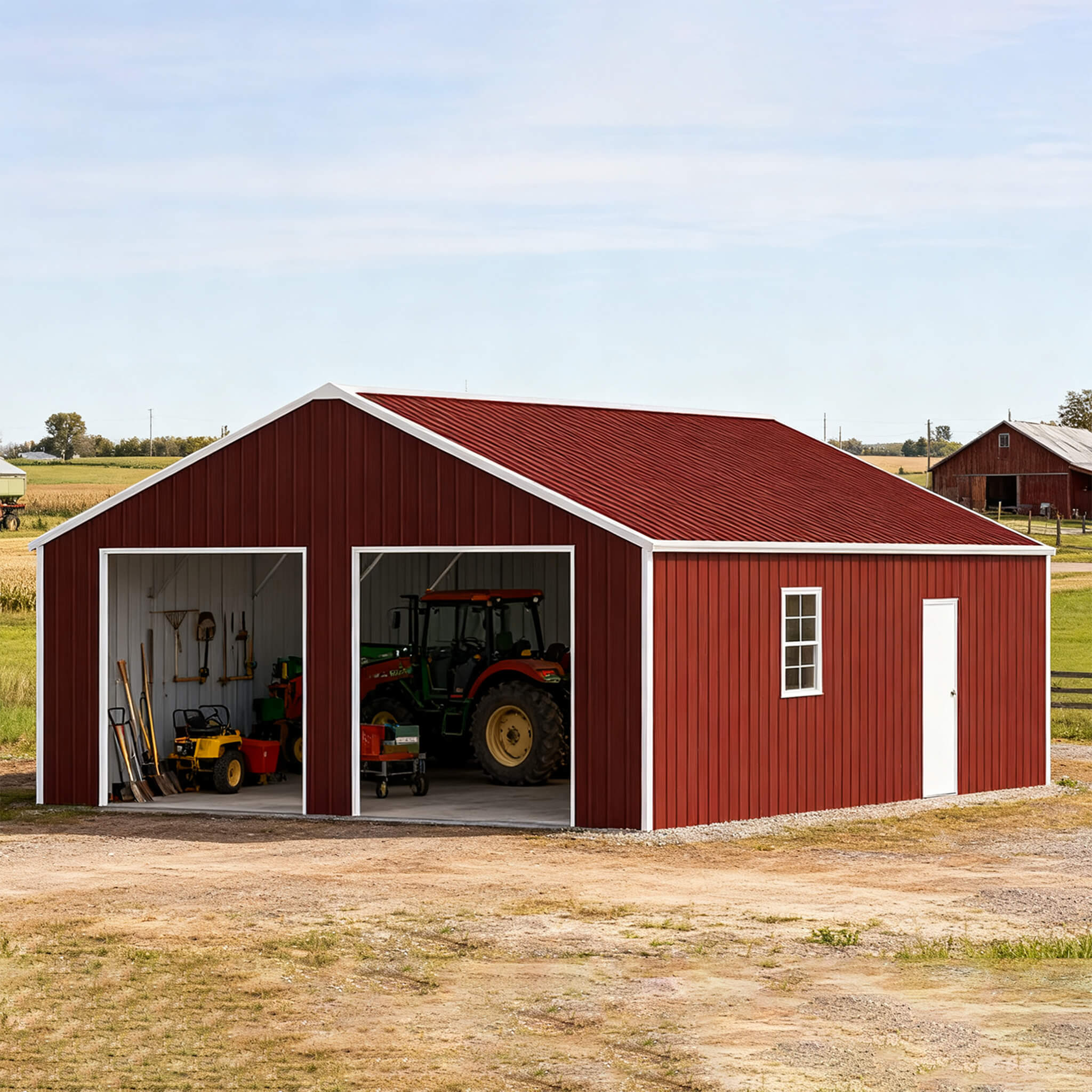 [22X23FT] Alora Heavy-Duty Red-Brown Double Garage Steel Barn Storage Shed (SAK83456) – SAKSBY WHOLESALE, view 6