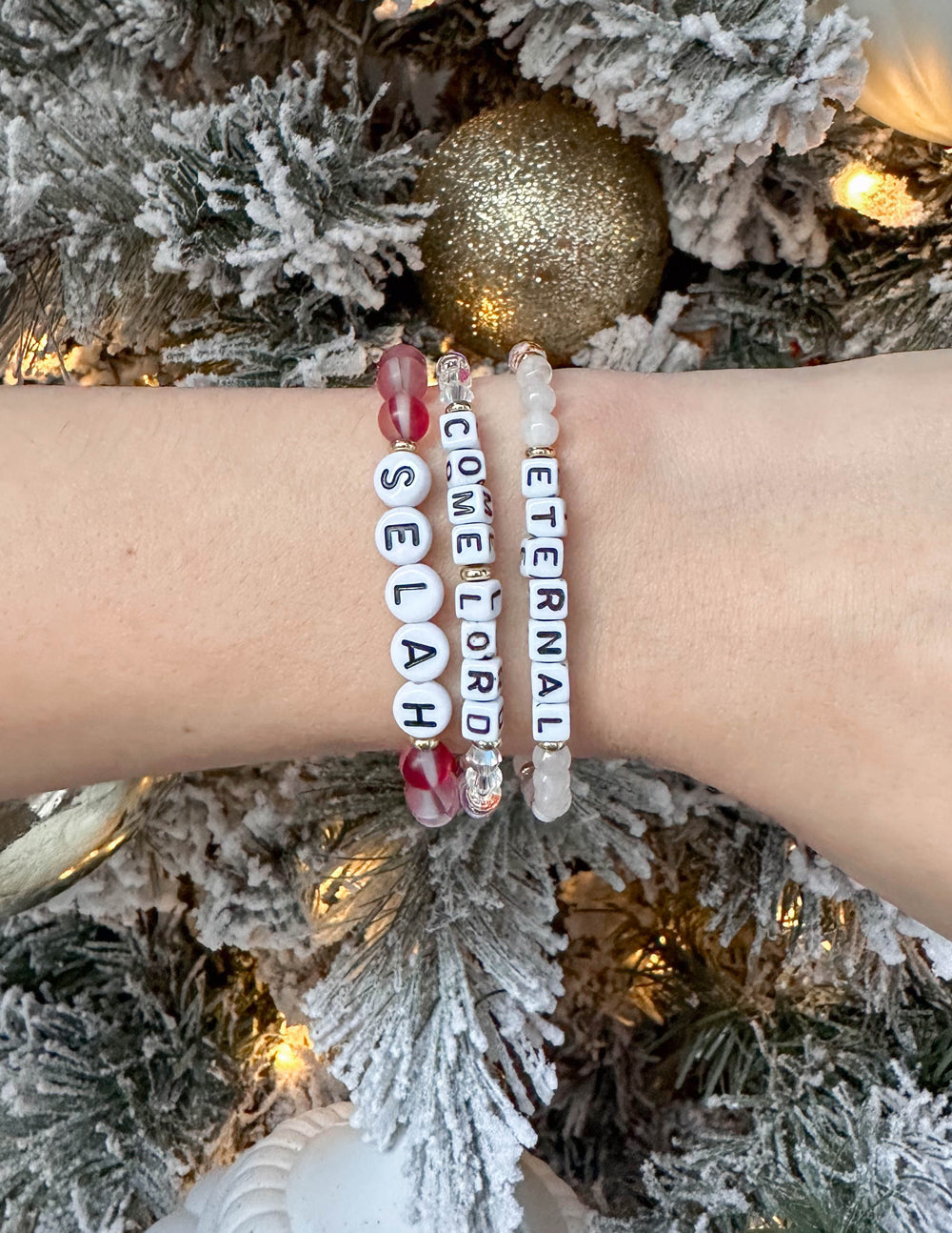 Elevated Faith Eternal Letter Bracelet — detail close-up