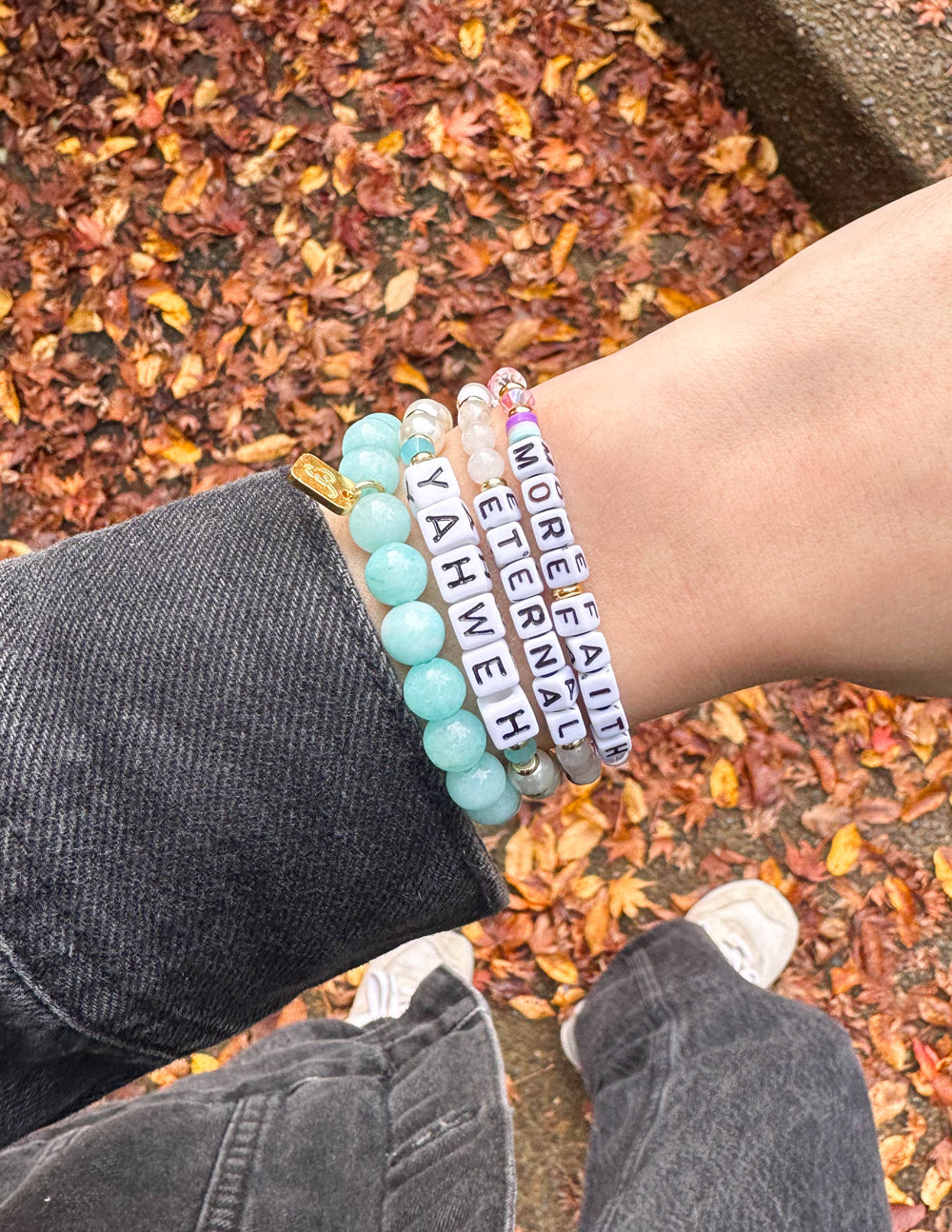 Elevated Faith Eternal Letter Bracelet — side view