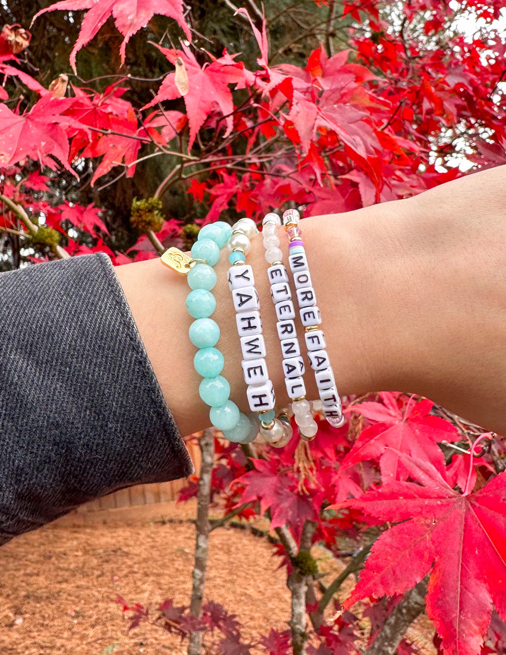 Elevated Faith Eternal Letter Bracelet — lifestyle context