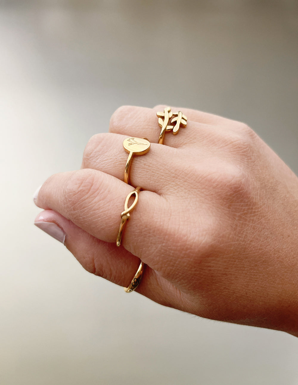 Elevated Faith Gold Wildflower Ring — detail close-up