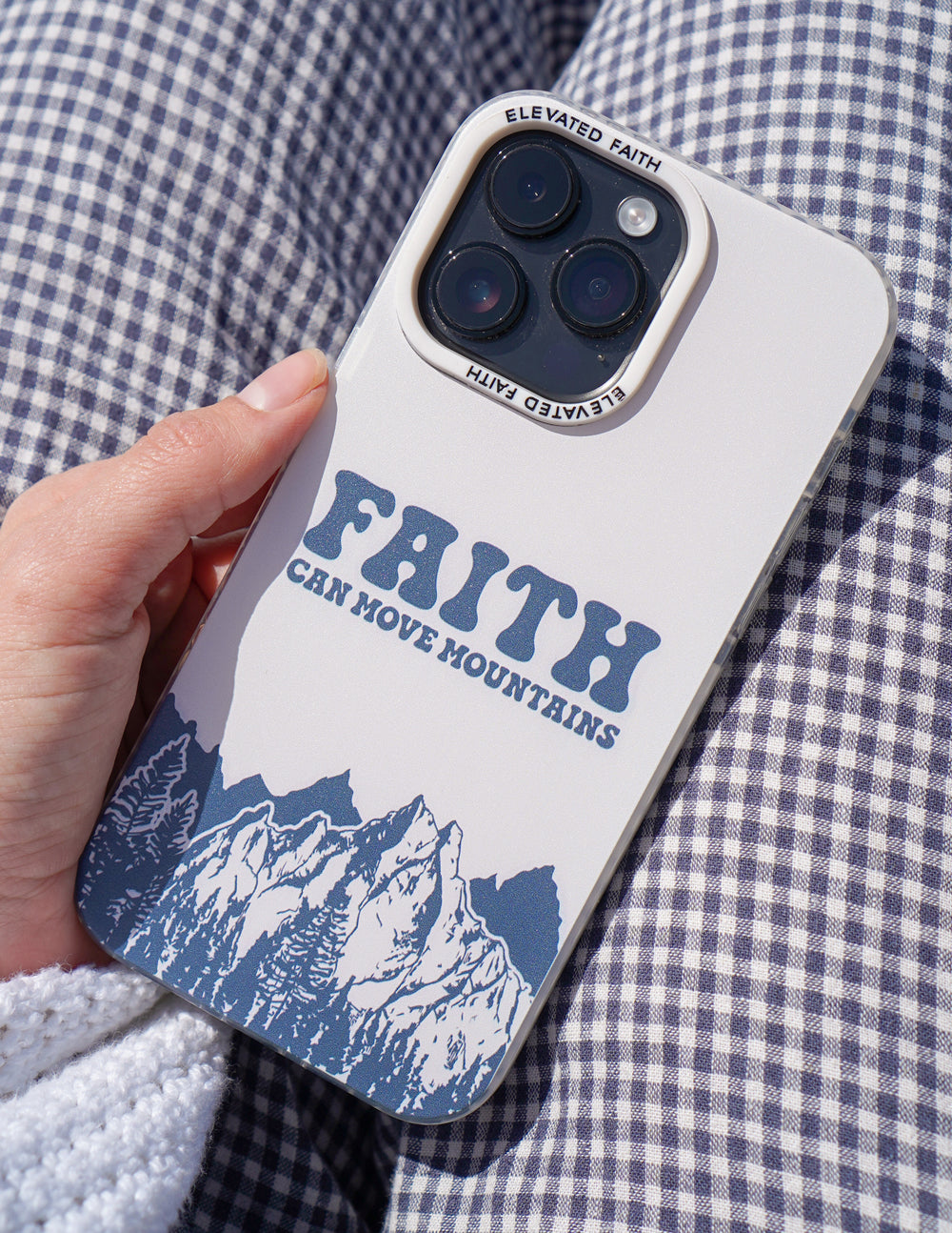 Elevated Faith Faith Can Move Mountains Phone Case — detail close-up