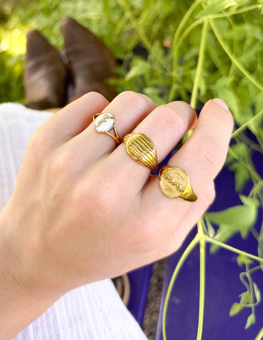 Elevated Faith Wildflower Signet Ring — color detail