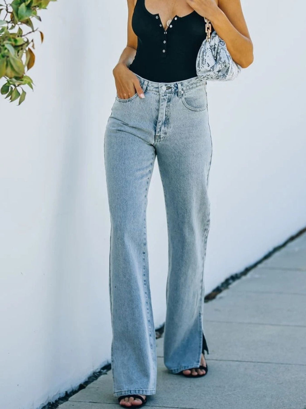 Slit Hem Bootcut Jeans