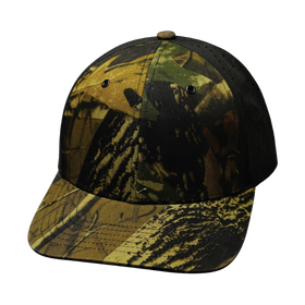 Blank 6 Panel Hat — Tan Tree Camo / Black (Unisex)