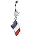 BodyCandy France Flag Dangle Belly Ring — main product shot