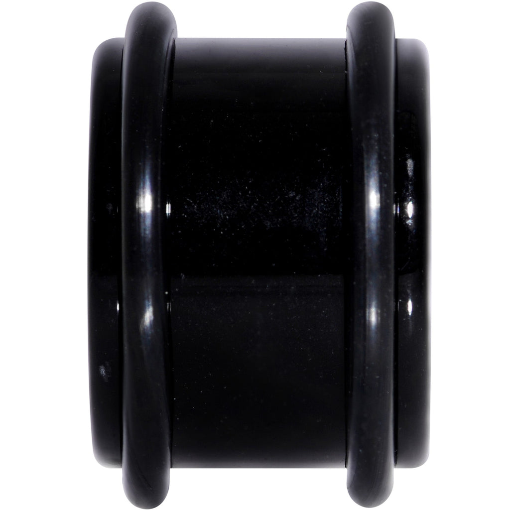 BodyCandy 5/8 Black Acrylic Straight Plug Set — detail close-up