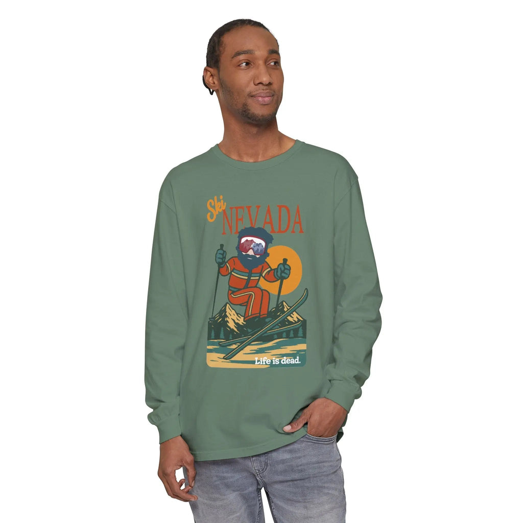 Ski Nevada - Life is Dead Mountain Collection Garment-Dyed Long Sleeve T-Shirt