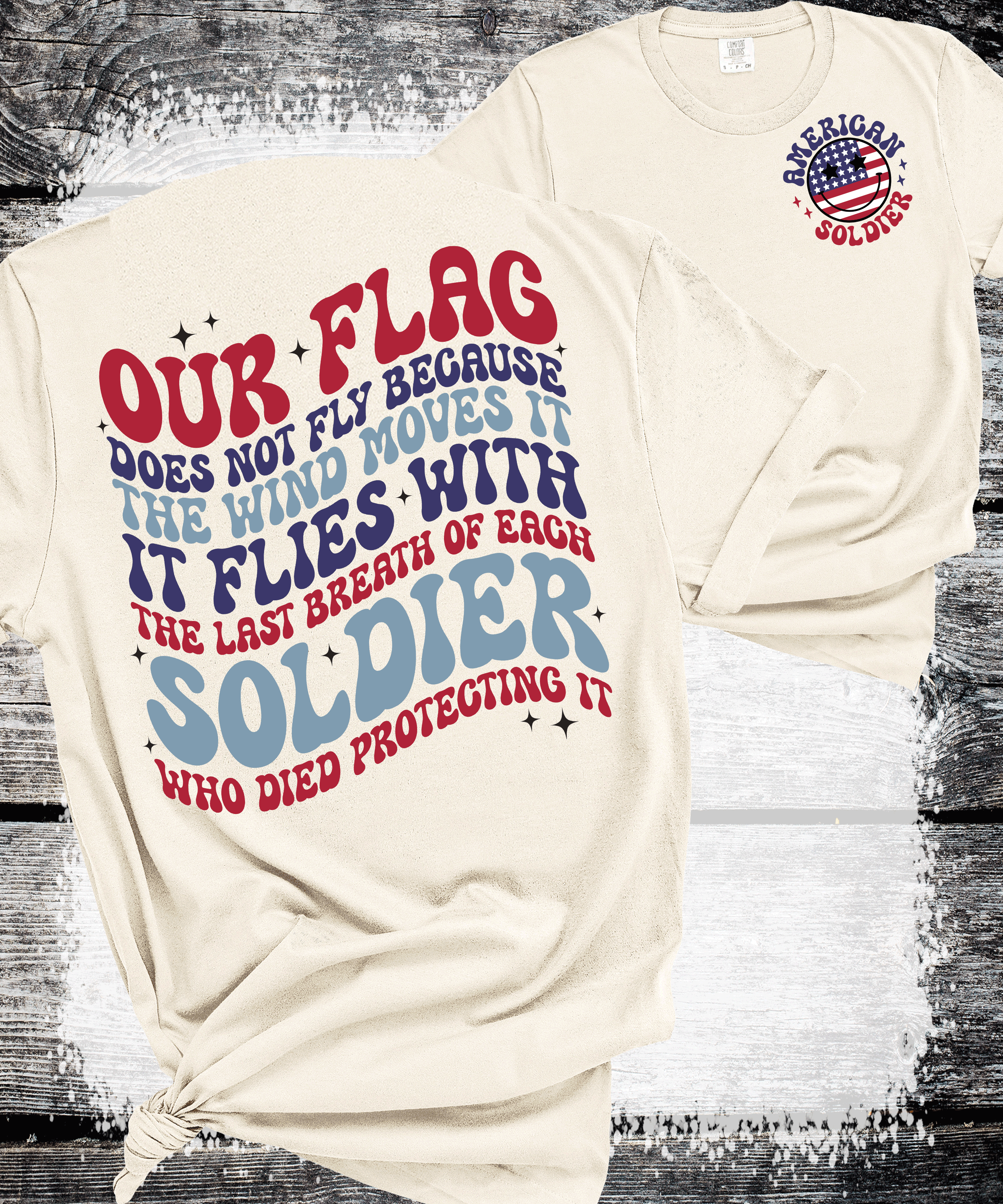 A Blessed Texas Mess Boutique American Soldier Our Flag Died Protecting the flag American The beautiful Red… — dtf / graphic shirts category context