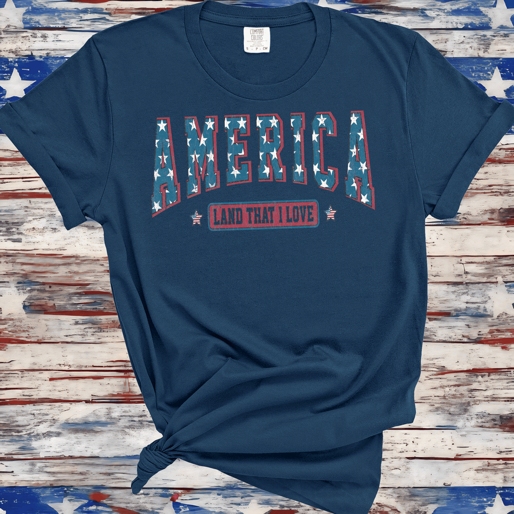 A Blessed Texas Mess Boutique America Land Of The Free Shirt, 4th of July Shirt, Stars stripes  Shirt,… — detail shot 7