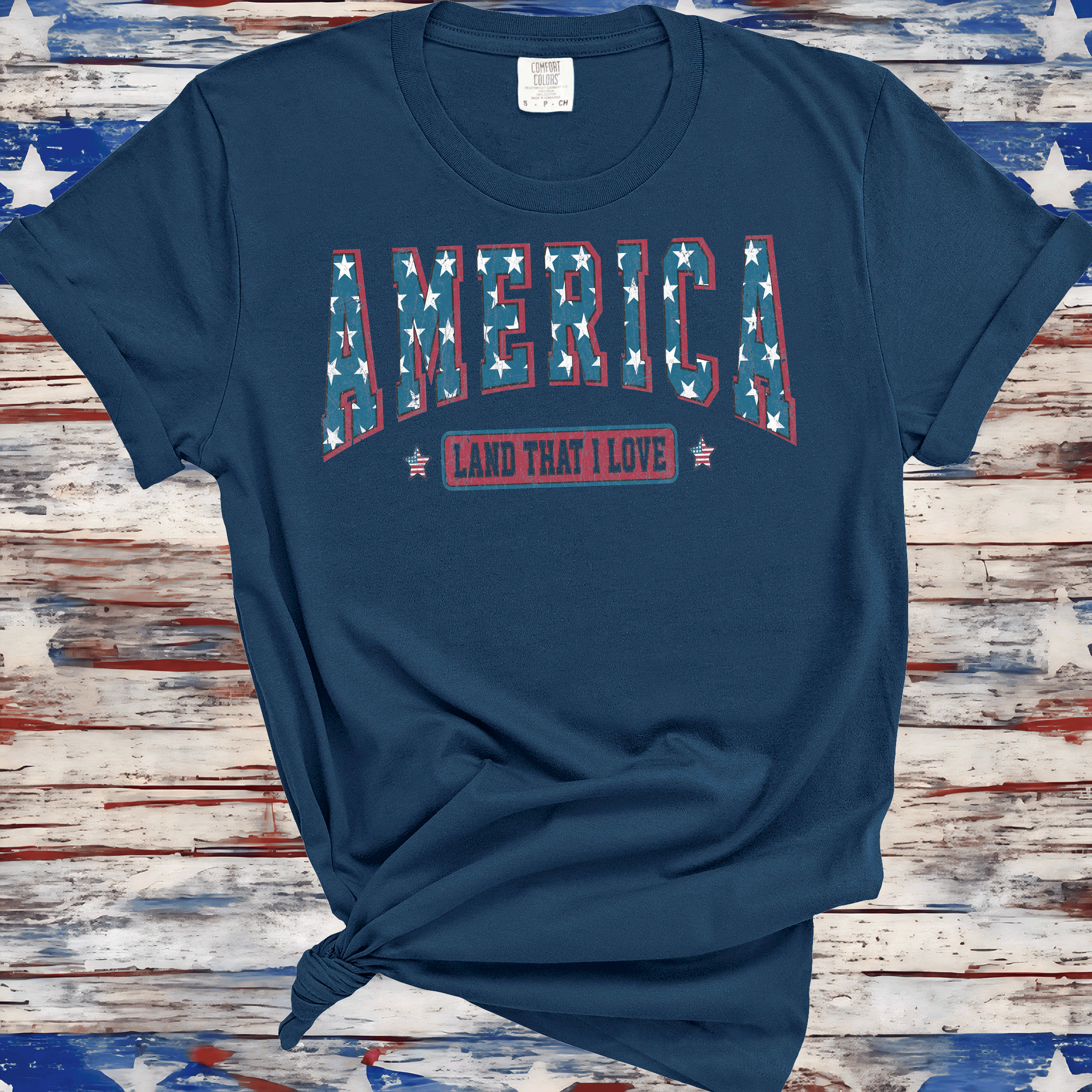 A Blessed Texas Mess Boutique America Land Of The Free Shirt, 4th of July Shirt, Stars stripes  Shirt,… — detail shot 7