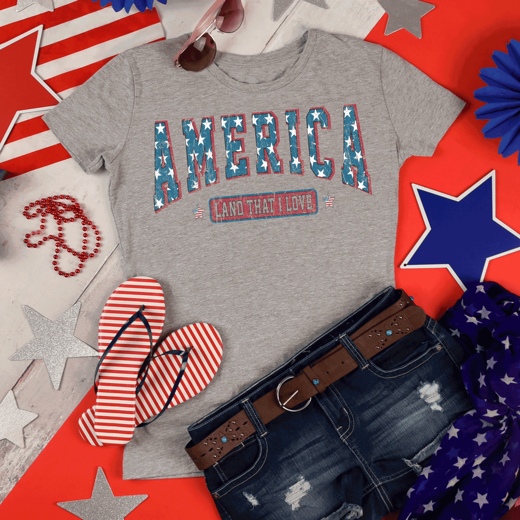 A Blessed Texas Mess Boutique America Land Of The Free Shirt, 4th of July Shirt, Stars stripes  Shirt,… — construction detail