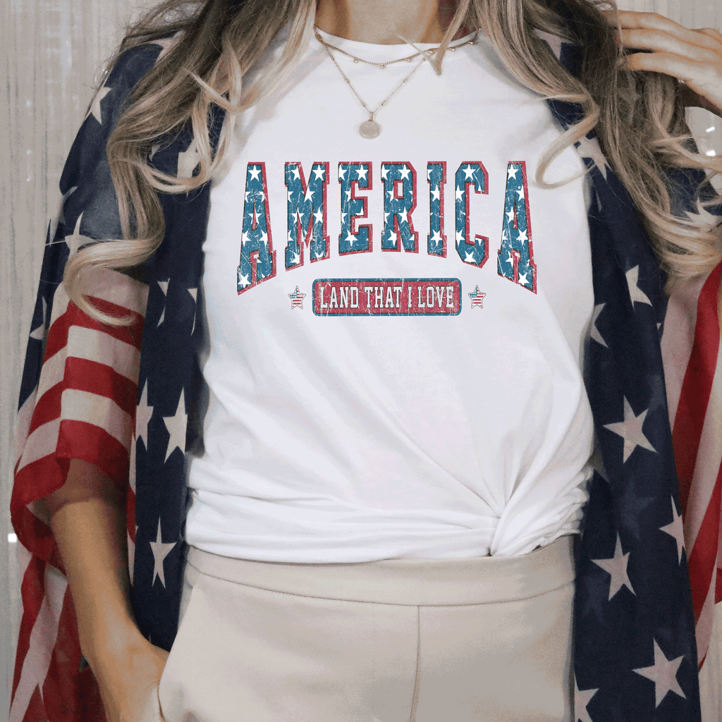 A Blessed Texas Mess Boutique America Land Of The Free Shirt, 4th of July Shirt, Stars stripes  Shirt,… — main product shot