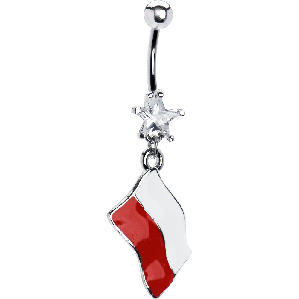 BodyCandy Poland Flag Dangle Belly Ring — main product shot