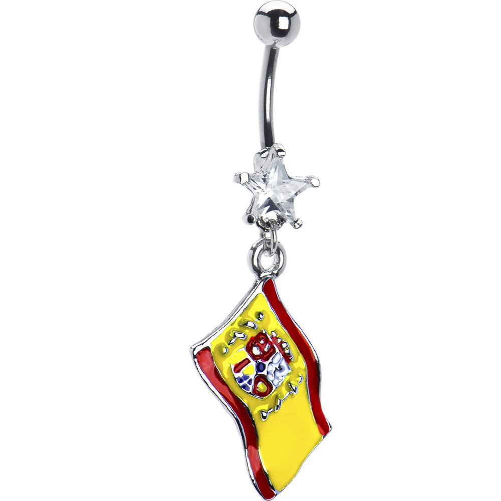 BodyCandy Spain Flag Dangle Belly Ring — main product shot