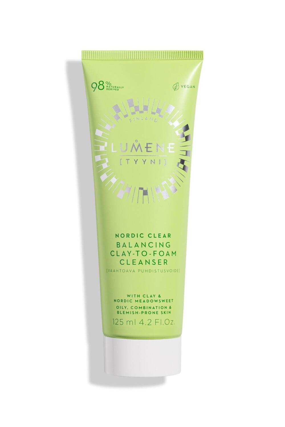Lumene Sebum Balancing Clay-Based Foaming Facial Cleanser for Oily & Blemished Skin - Paraben-Free, pH Balanced - 4.23 fl oz