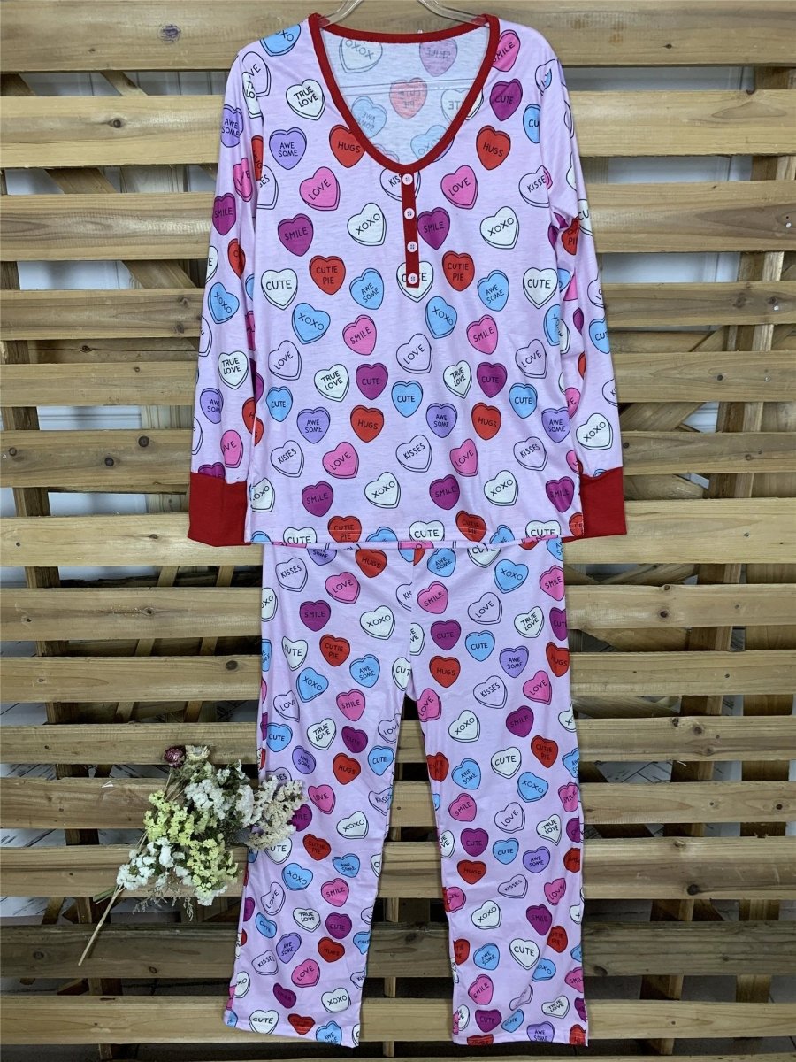 Valentine's Day Love Print Pajamas - Parent Child Matching Set