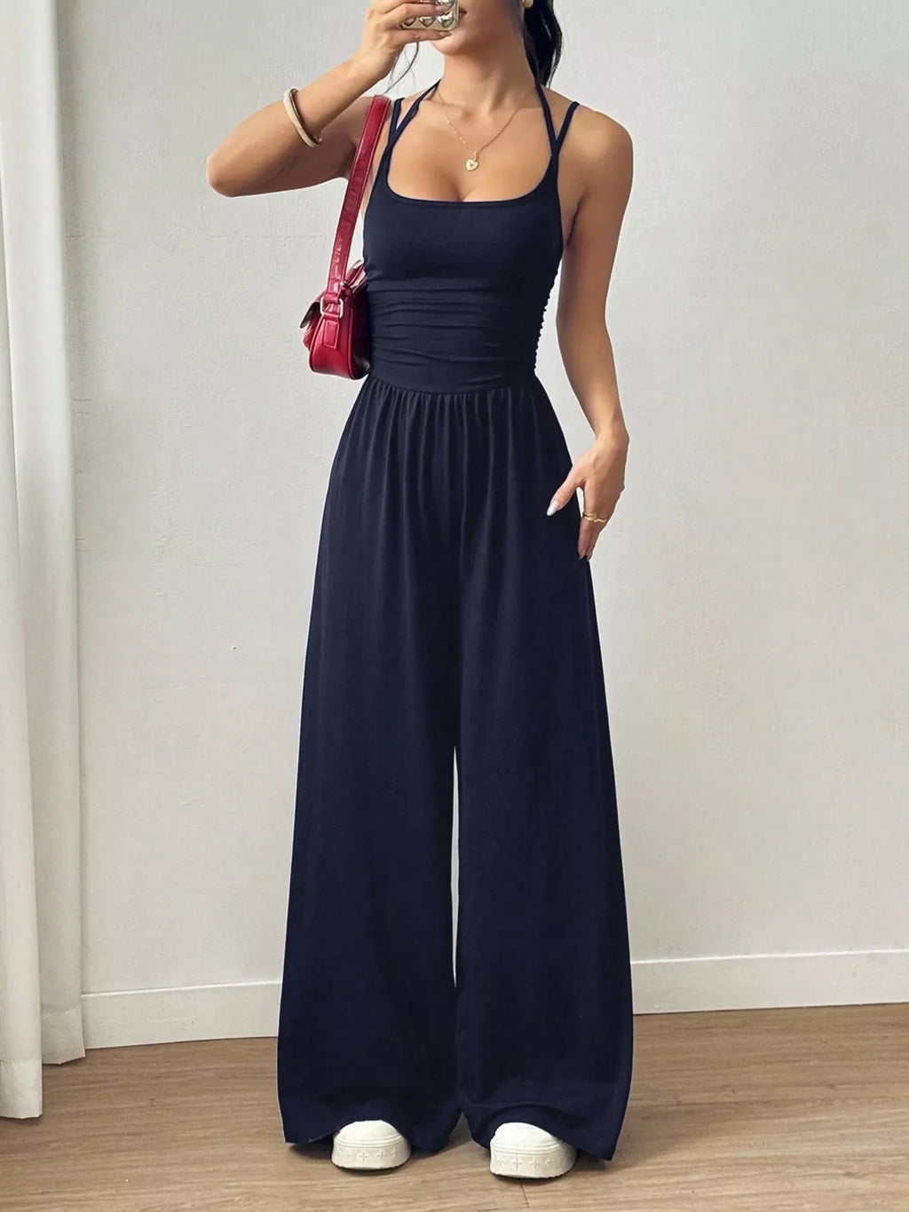 Spaghetti Strap Wide Leg Jumpsuit