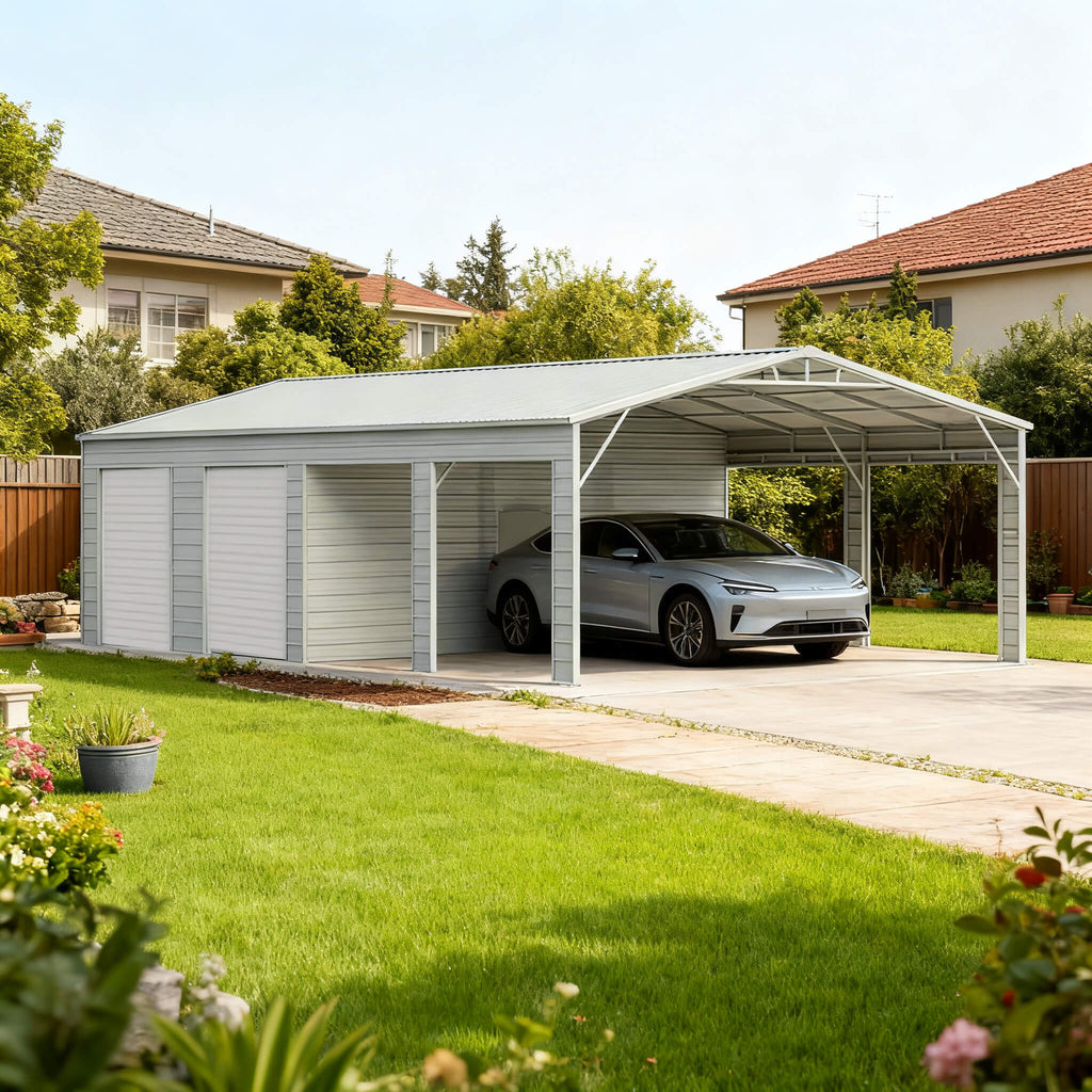 [23X46FT] Heavy-Duty Steel Garage Storage Shed With Reinforced Roof And 2 Doors (SAK29384) – SAKSBY WHOLESALE