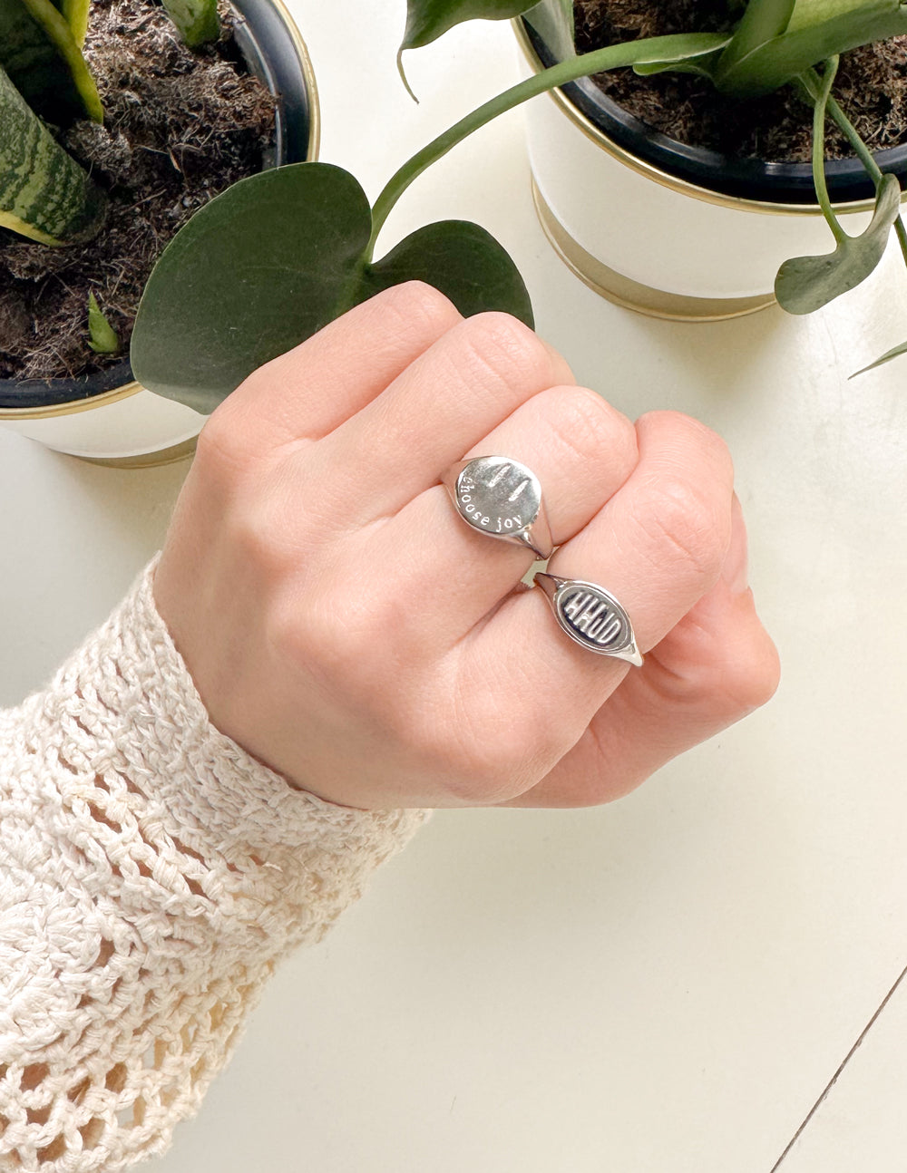 Elevated Faith Silver Choose Joy Ring — side view