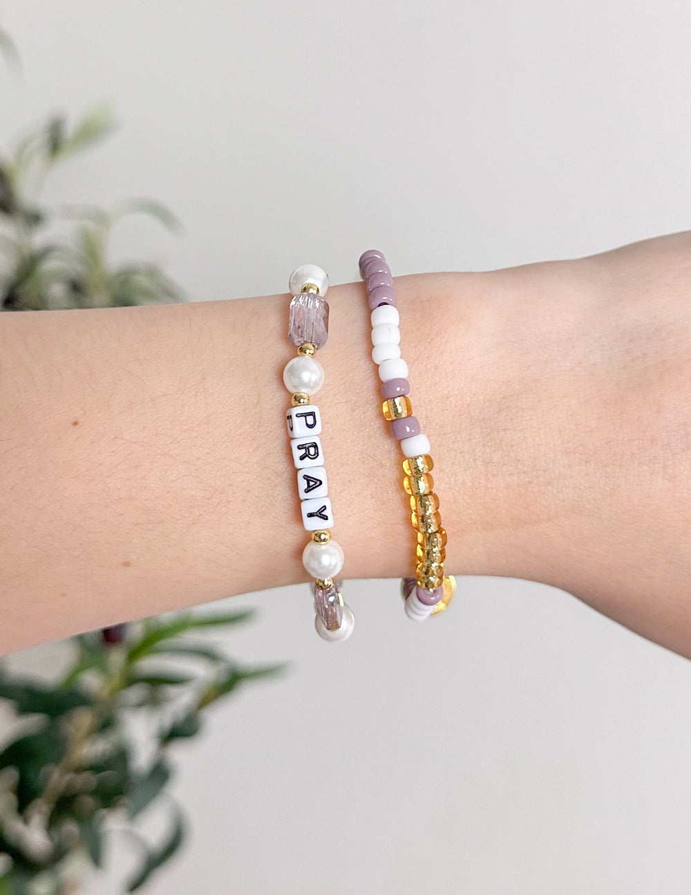 Elevated Faith Pray Pearl Letter Bracelet — lifestyle context