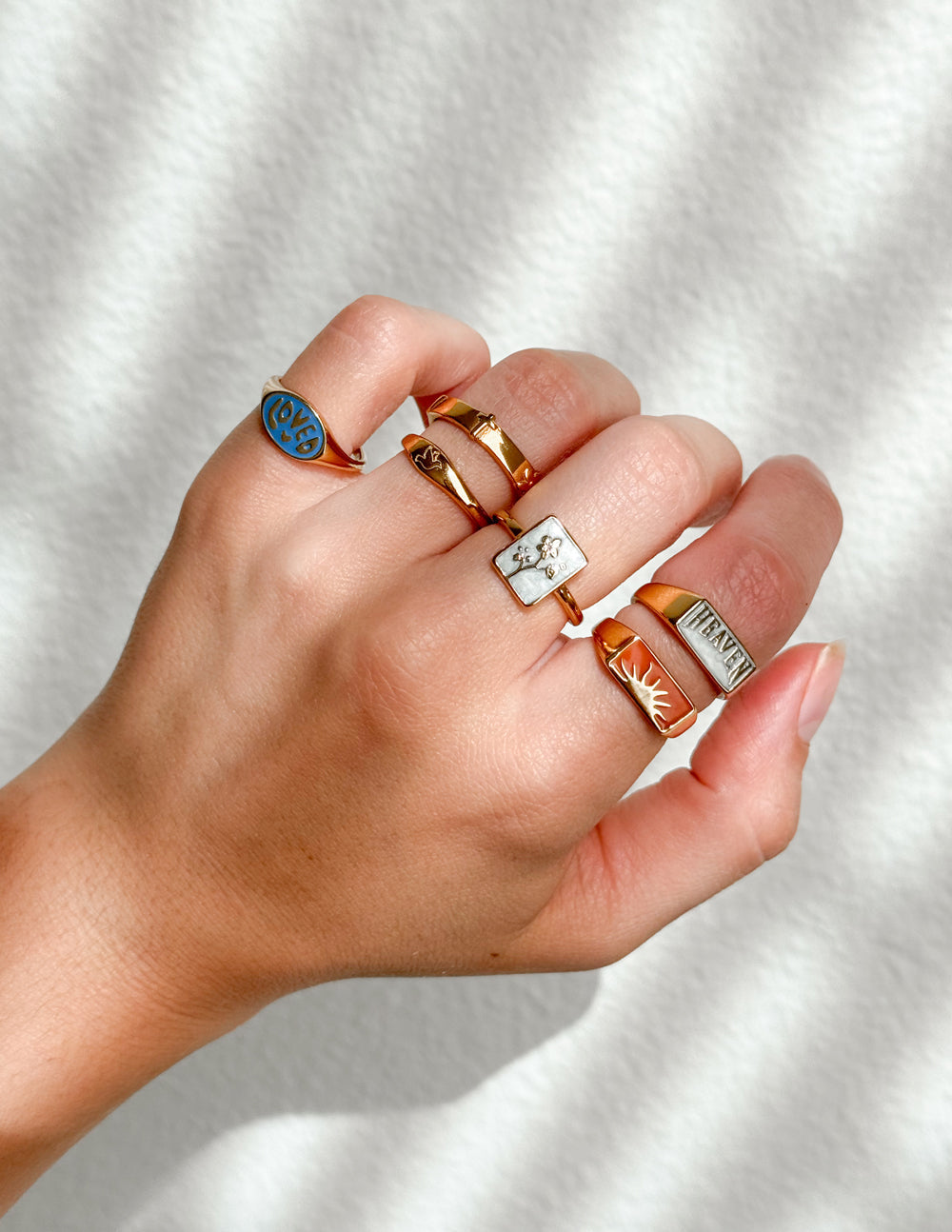 Elevated Faith Sunrise Rectangular Signet Ring — side view