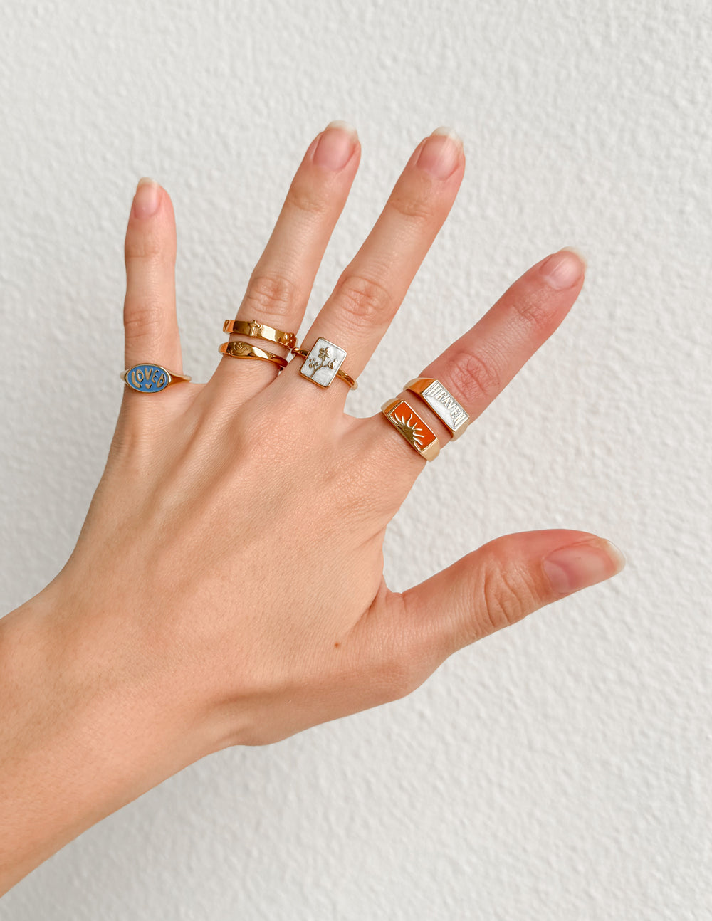 Elevated Faith Sunrise Rectangular Signet Ring — lifestyle context