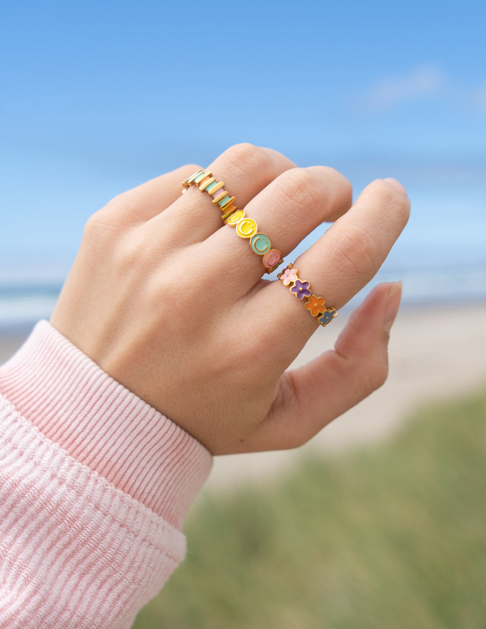Elevated Faith Staggered Enamel Ring — detail close-up