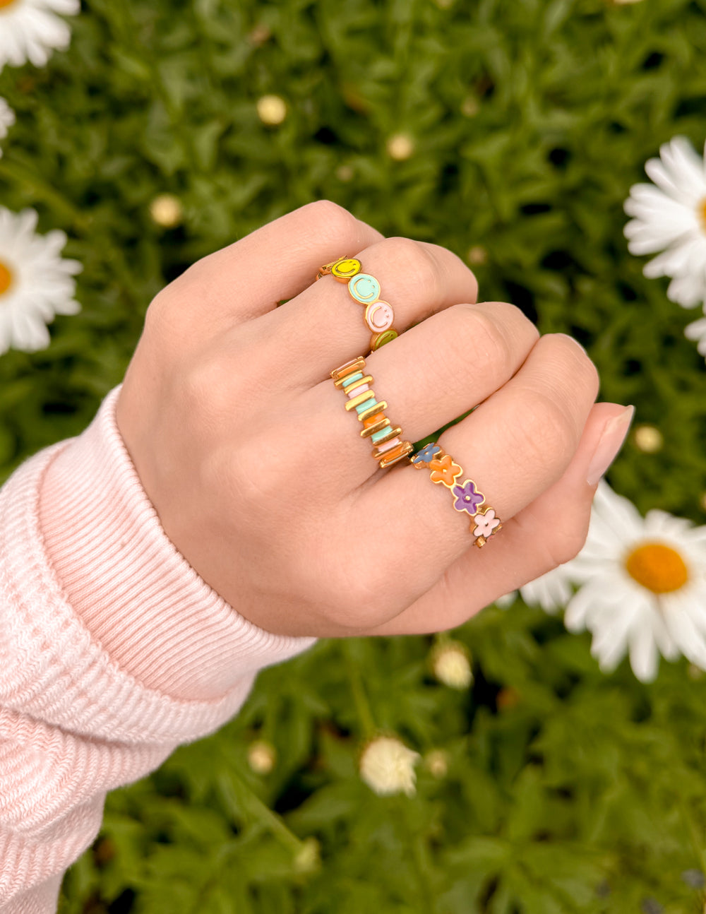 Elevated Faith Staggered Enamel Ring — lifestyle context