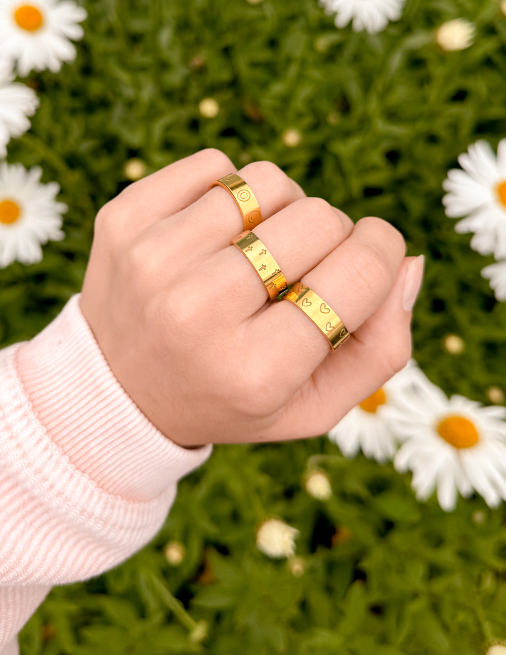 Peace Engraved Ring Set
