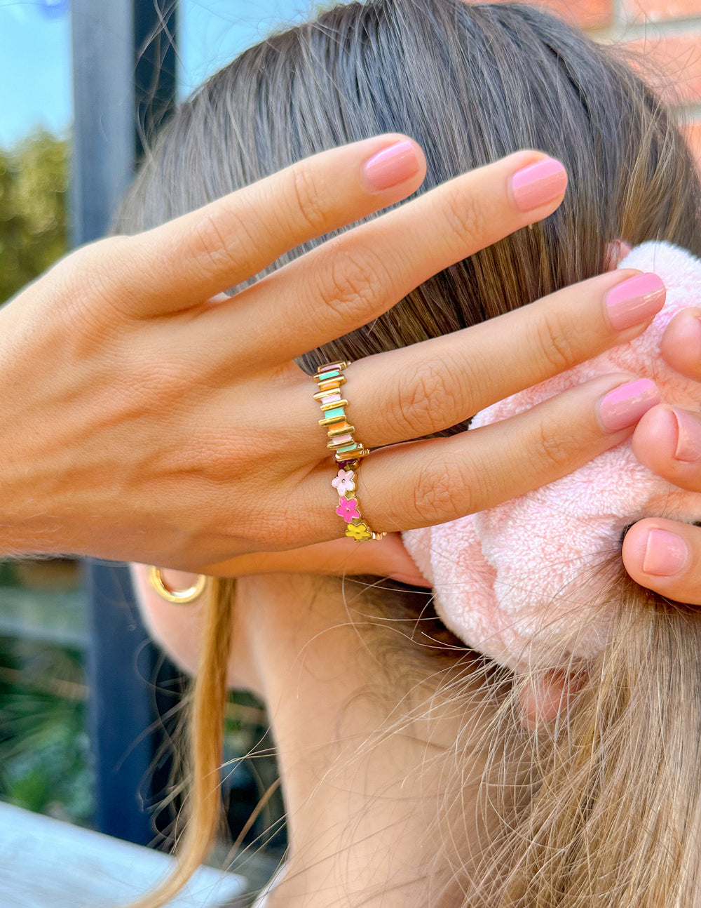 Elevated Faith Floral Enamel Ring — back view