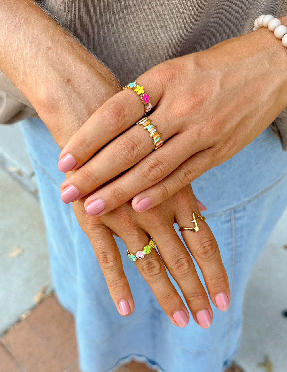 Elevated Faith Floral Enamel Ring — side view