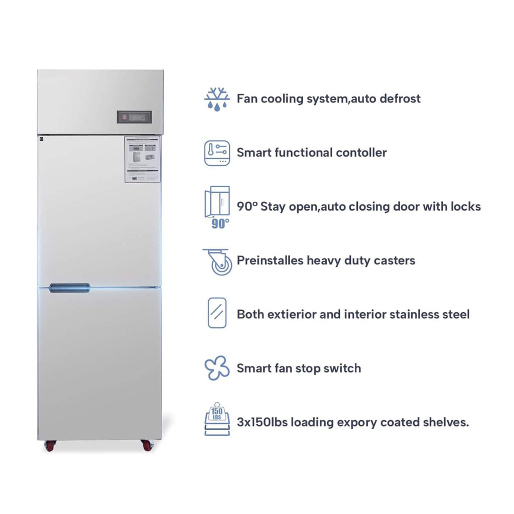 24-Inch Commercial 15 Cu.Ft Stainless Steel Reach-In Refrigerator With Two Split Doors (SAK67230) – SAKSBY WHOLESALE, view 6