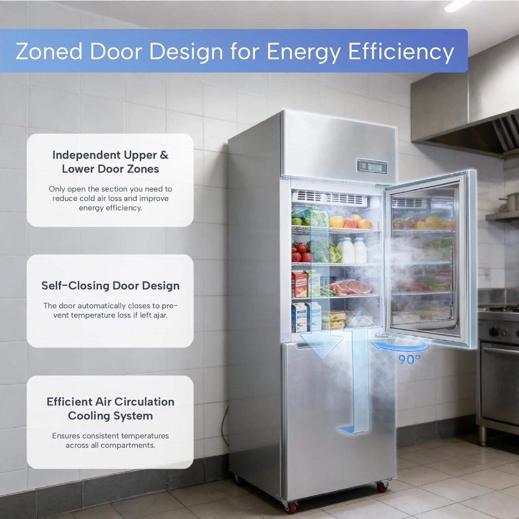 24-Inch Commercial 15 Cu.Ft Stainless Steel Reach-In Refrigerator With Two Split Doors (SAK67230) – SAKSBY WHOLESALE, view 4