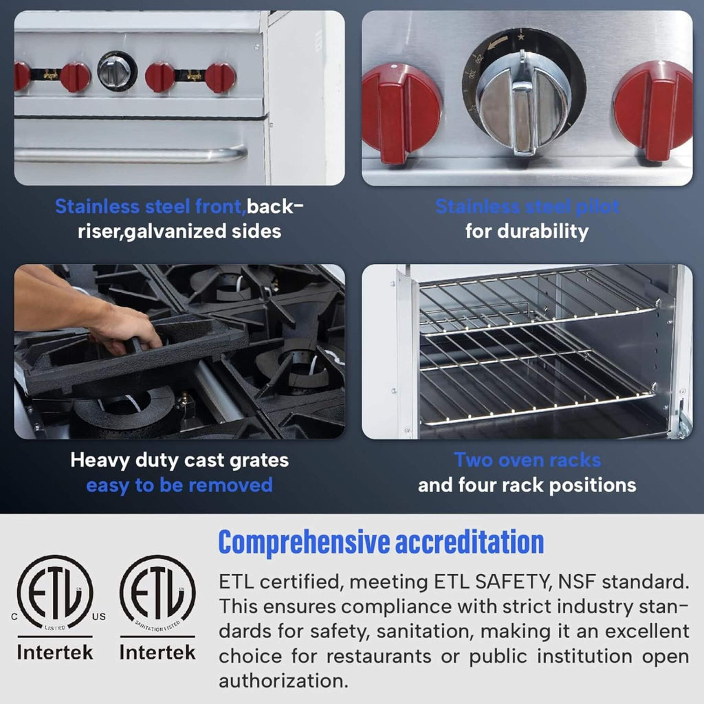 24-Inch Commercial 151K BTU 4-Burner Stainless Steel Freestanding Gas Range (SAK70931) – SAKSBY WHOLESALE, view 3