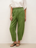 LINTICO 100% Linen Petal-Hem Trousers with Elastic Waist LIV — main product shot